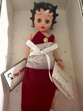 Betty Boop Doll in Red and Black Evening Gown with Gold Accents